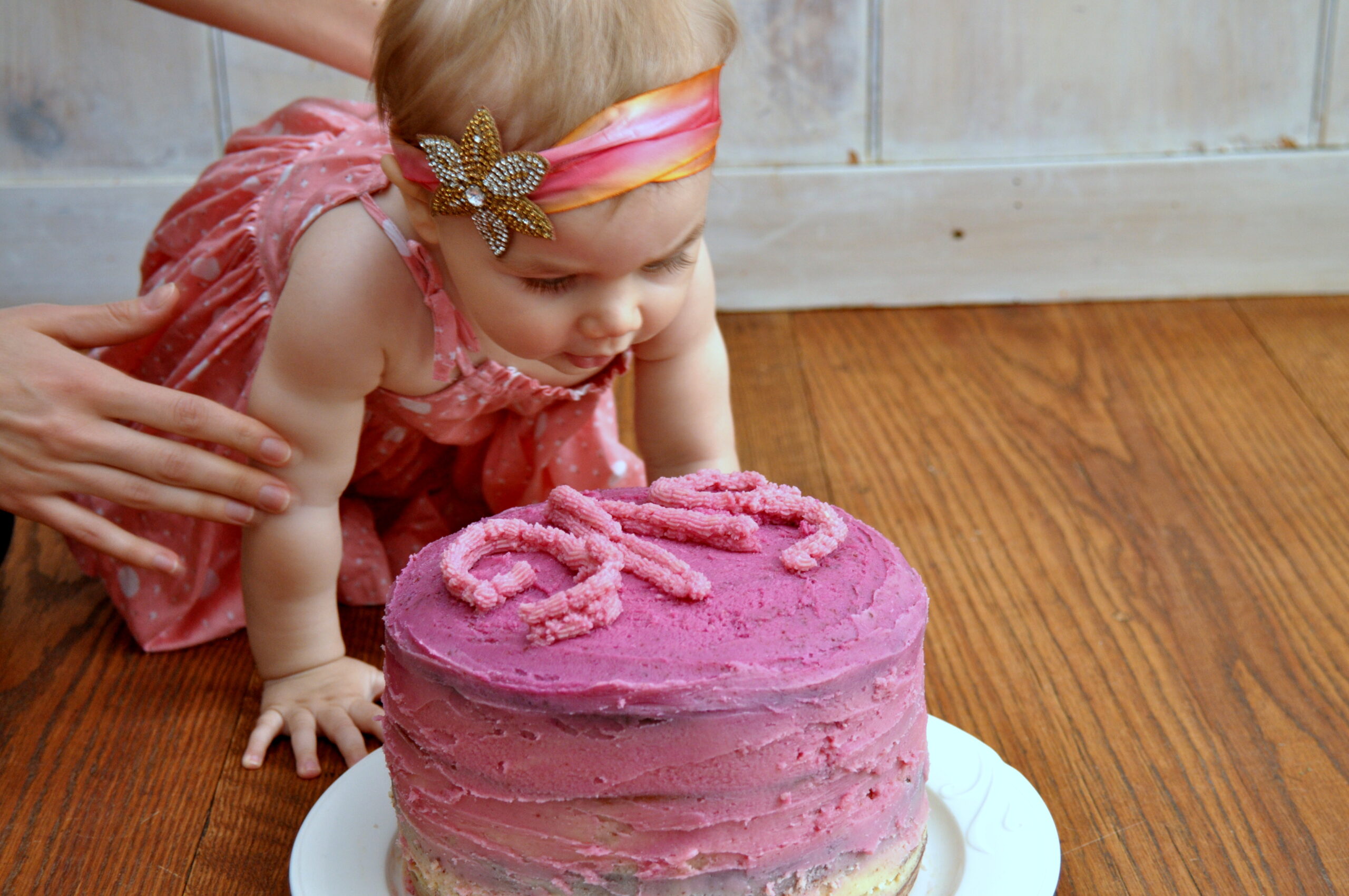 organic pink ombre smash cake recipe + photoshoot